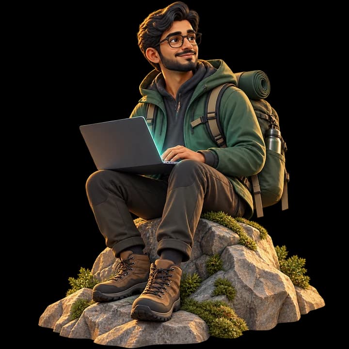 Illustrated hiker developer avatar